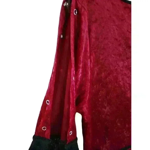 Lip Service VTG Gothic Faux Corset Velvet Cosplay Costume Front Tie Red Size XL - Picture 8 of 11